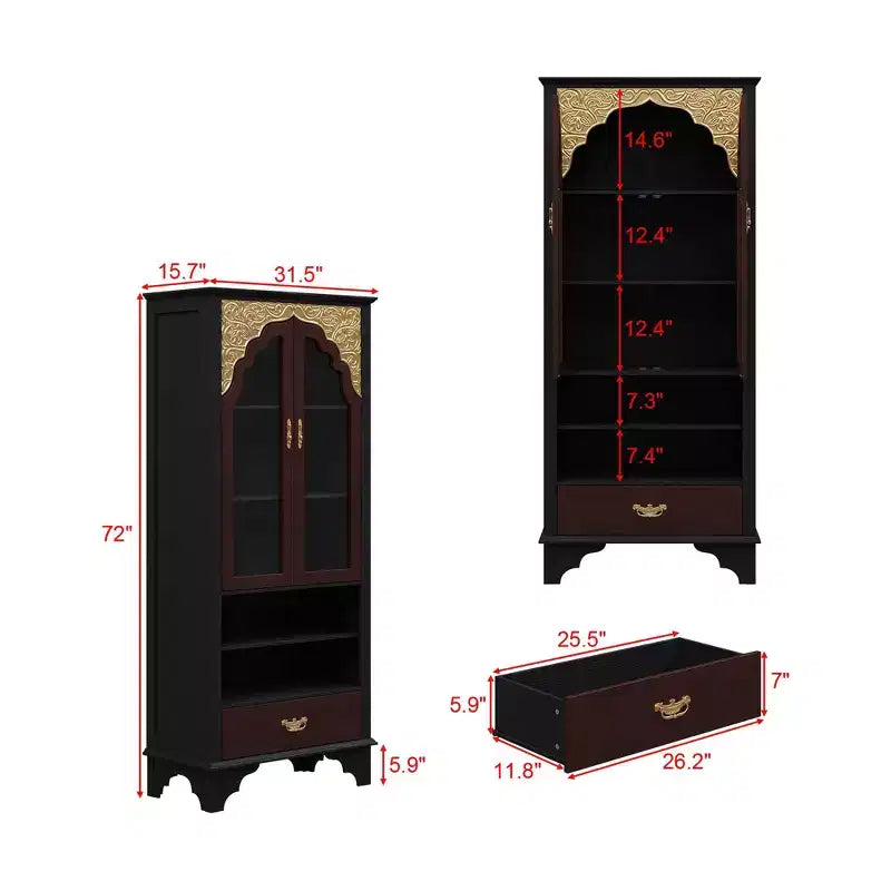 Bibliothèque-buffet de rangement de luxe vintage