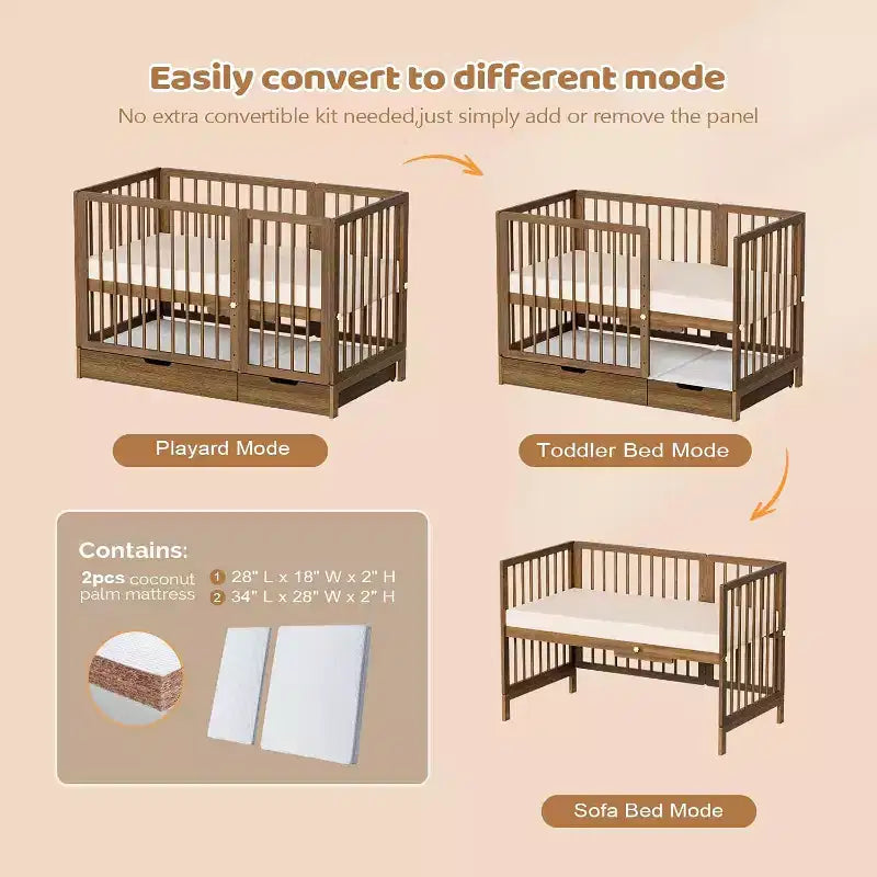 Lit de bébé convertible 8 en 1