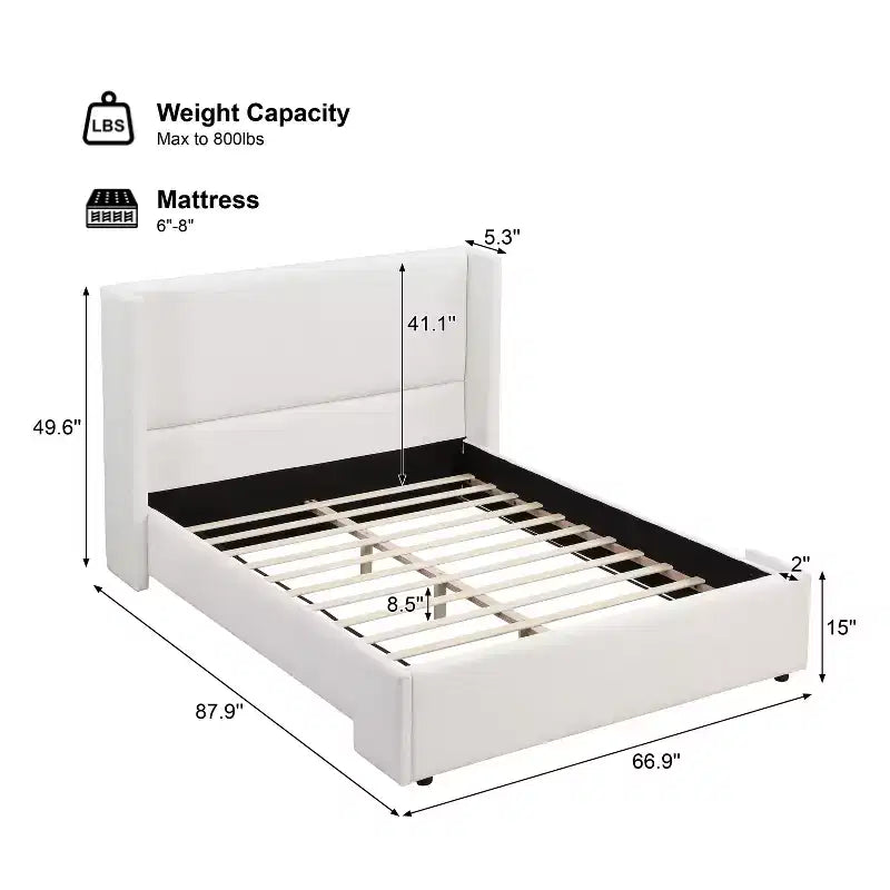 Lit plateforme rembourré élégant
