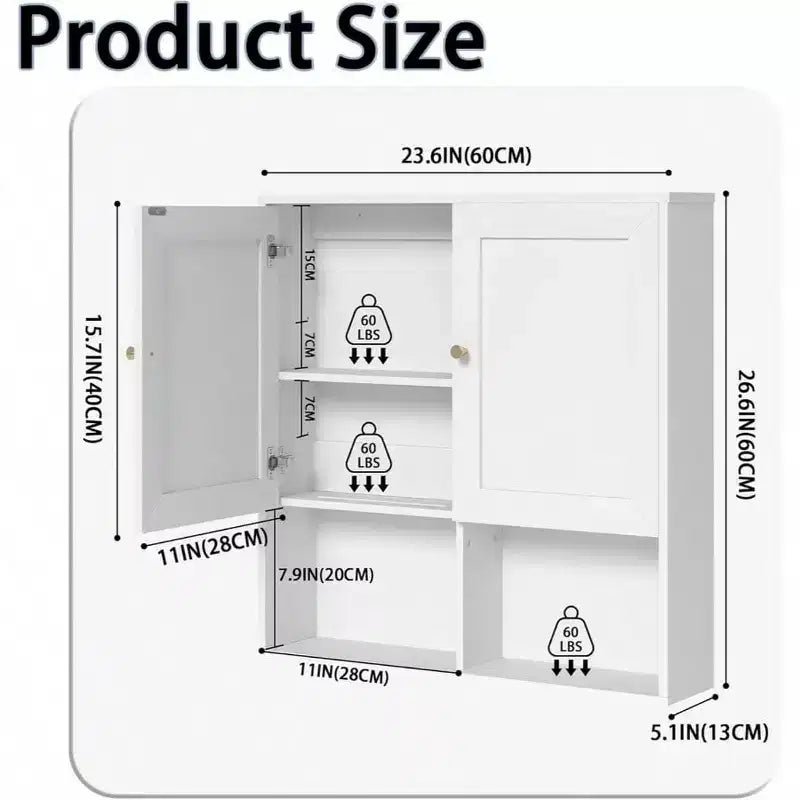 Meuble haut de salle de bain à 2 portes réglables