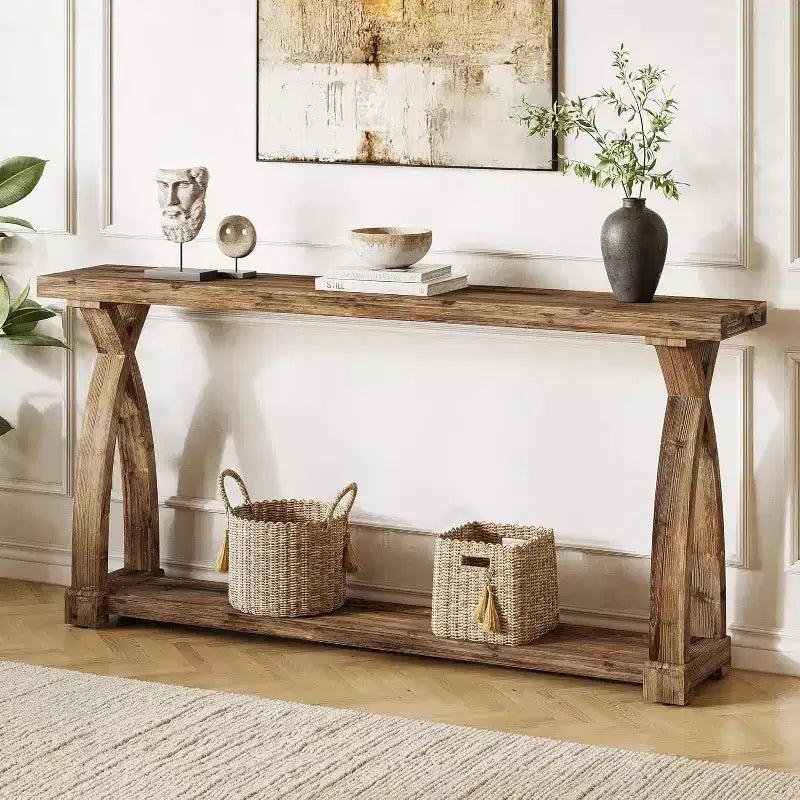 Console étroite en bois massif