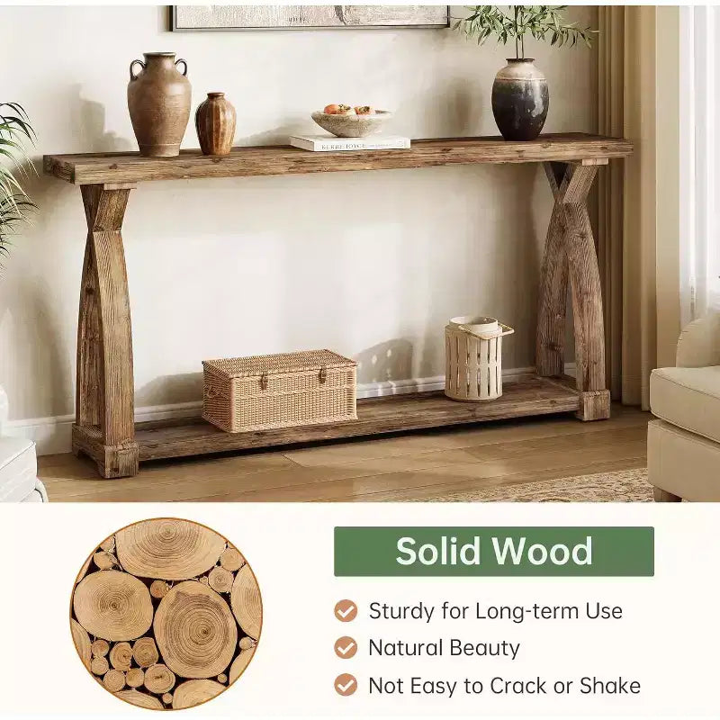 Console étroite en bois massif