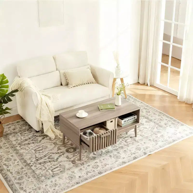 Table basse avec rangement et bois d'étude