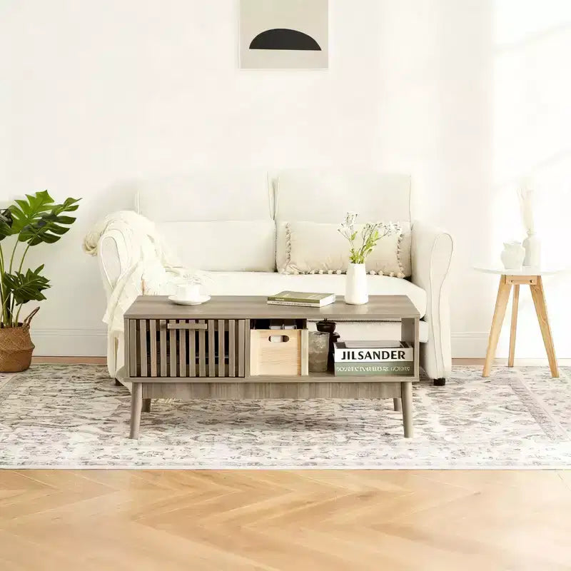 Table basse avec rangement et bois d'étude