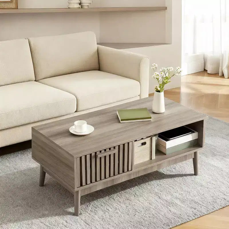 Table basse avec rangement et bois d'étude