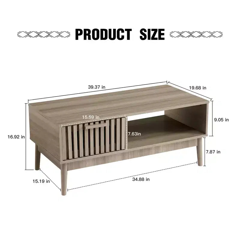 Table basse avec rangement et bois d'étude