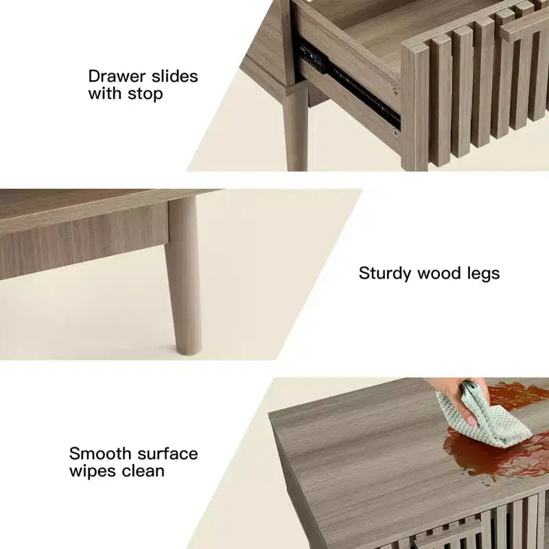 Table basse avec rangement et bois d'étude