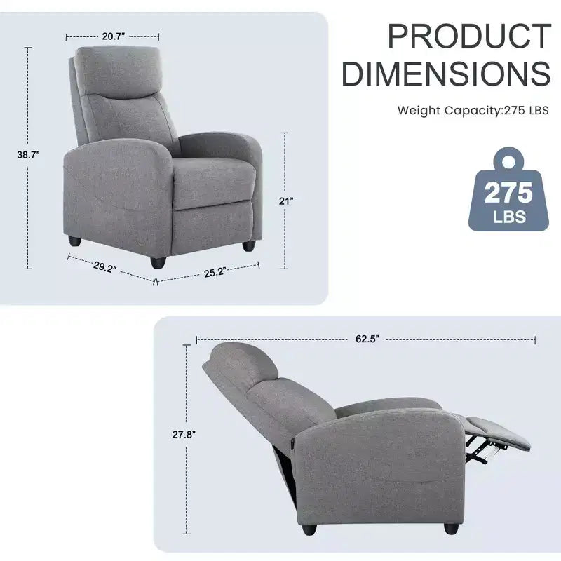 Fauteuil inclinable manuel moderne rembourré