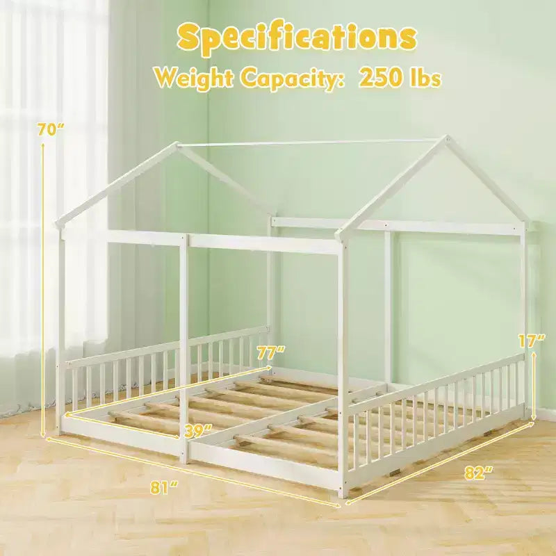 Lit double superposé avec barrières de sécurité