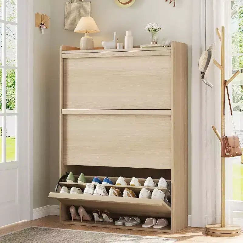 Meuble à chaussures 3 tiroirs Poignée en bois