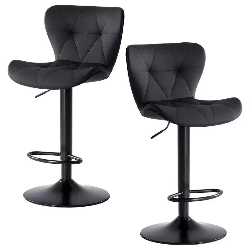 JIONJOY Set of 2 Swivel Counter Stools - Adjustable Height Barstools with Backrest Faux Leather Kitchen Island Chairs for Home Bar