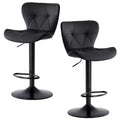 JIONJOY Set of 2 Swivel Counter Stools - Adjustable Height Barstools with Backrest Faux Leather Kitchen Island Chairs for Home Bar