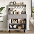 Acekool Fluted Sideboard Buffet Cabinet with 2 Drawers & Adjustable Shelves Modern Coffee Bar Console for Dining Room Kitchen Hallway