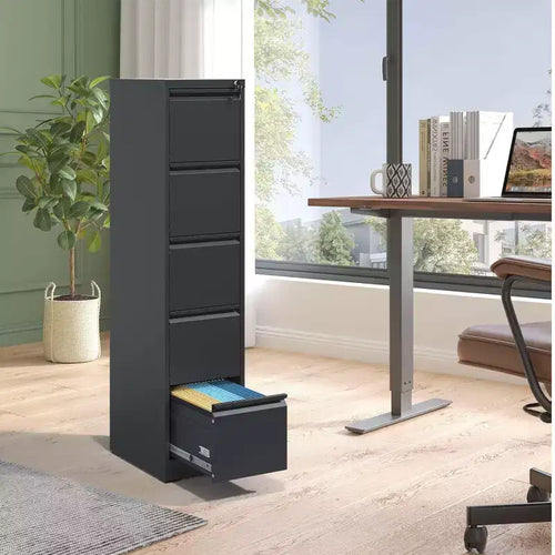 5 Drawer Vertical File Cabinet with Lock Metal Locking Filing Cabinet for Home Office File Storage Cabinet for A4/Letter/Legal Size File