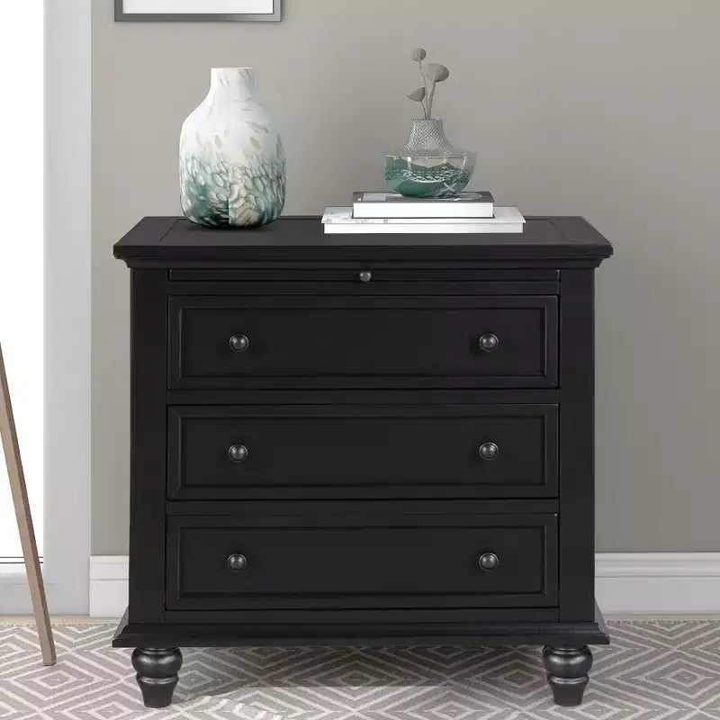 Bedside Table With 3 Drawers Solid Wood Legs Pull Out Tray Pine Wood Night Stand Modern Side End Table Cabinet