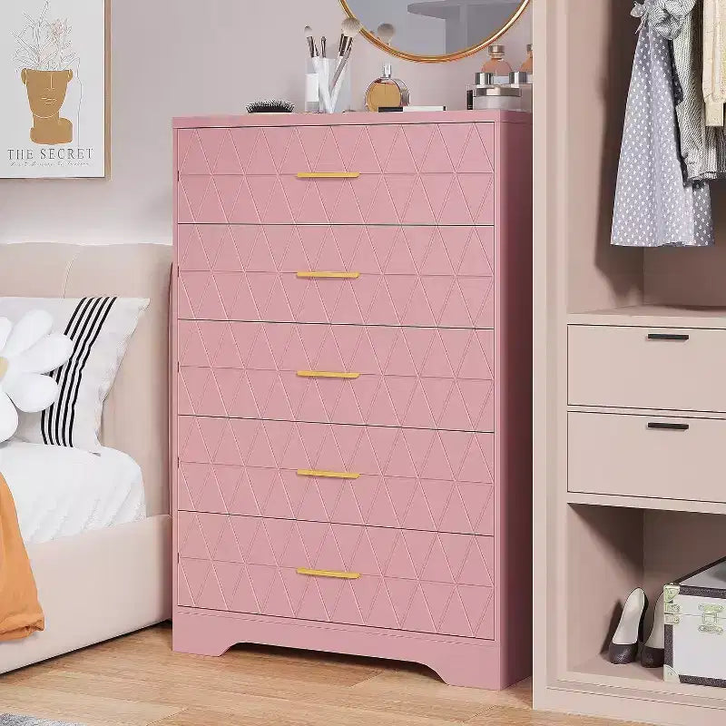 Commode haute en bois à 5 tiroirs