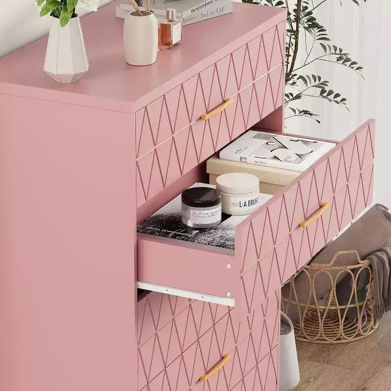 Commode haute en bois à 5 tiroirs