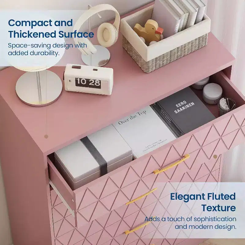 Commode haute en bois à 5 tiroirs