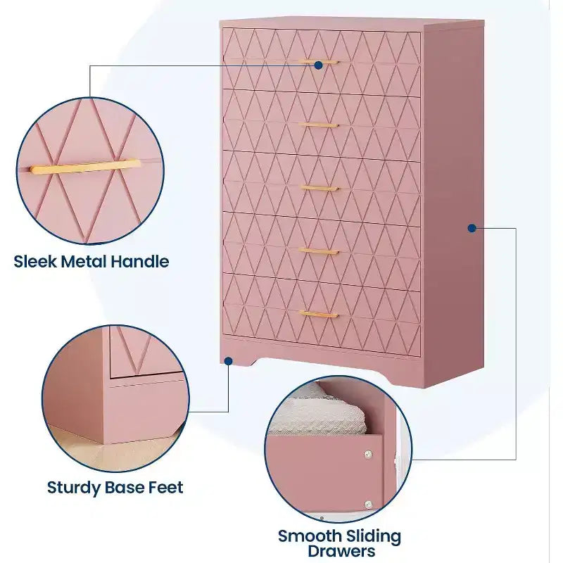 Commode haute en bois à 5 tiroirs