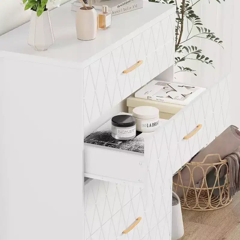 Commode haute en bois à 5 tiroirs
