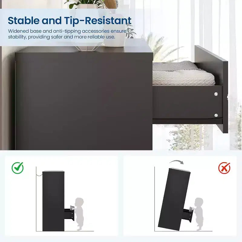 Commode haute en bois à 5 tiroirs