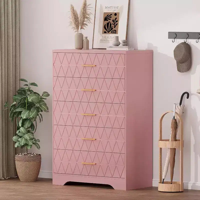 Commode haute en bois à 5 tiroirs