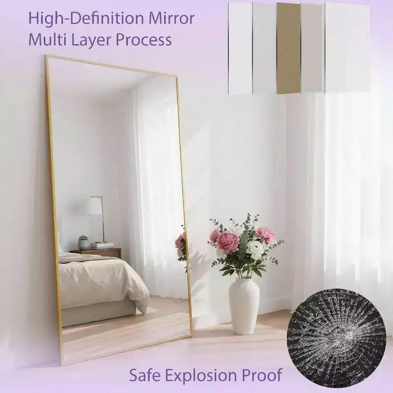 Miroir doré rectangulaire pleine longueur