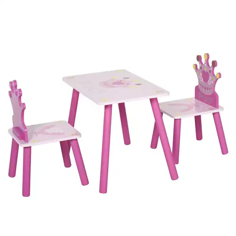 Tables et chaises en bois pour enfants, cadeaux à motif couronne