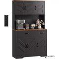 Acekool White 71 Kitchen Pantry Cabinet with Charging Station Drawer & Adjustable Shelves Farmhouse Storage for Dining or Living Room