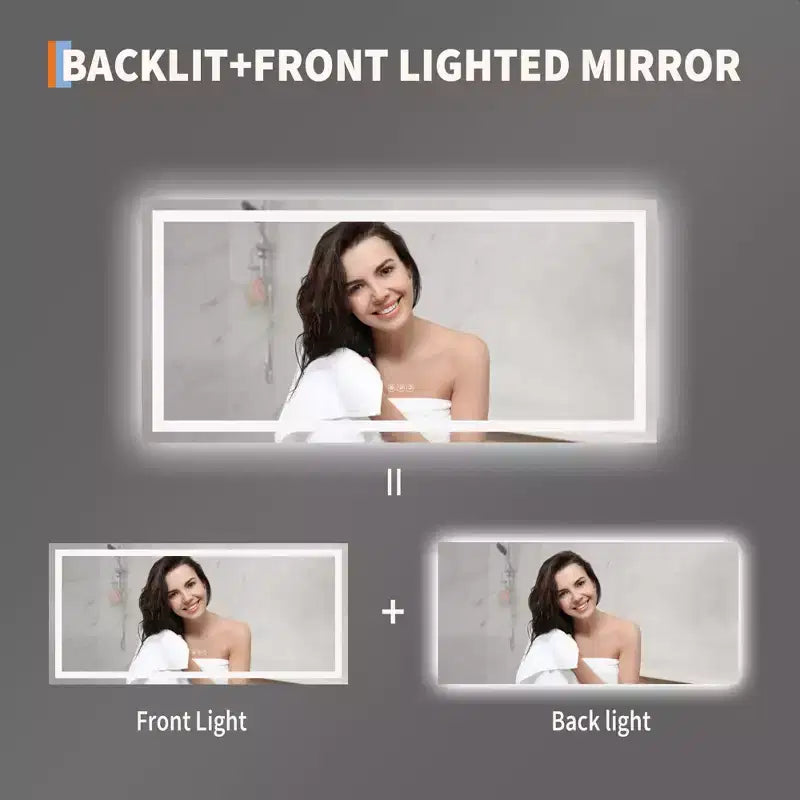 Miroir de salle de bain avec lumières intensité variable anti-buée