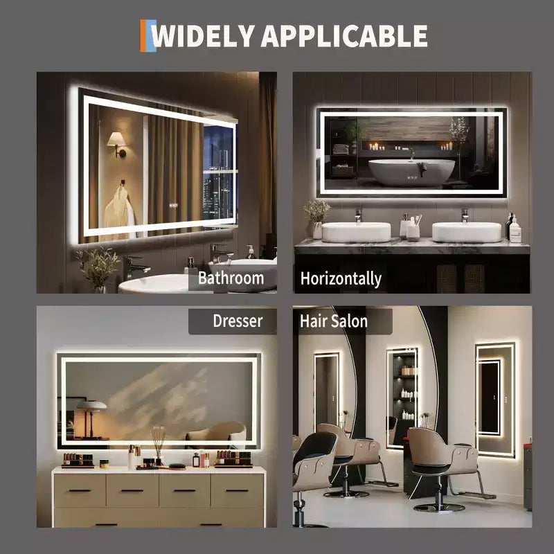 Miroir de salle de bain avec lumières intensité variable anti-buée