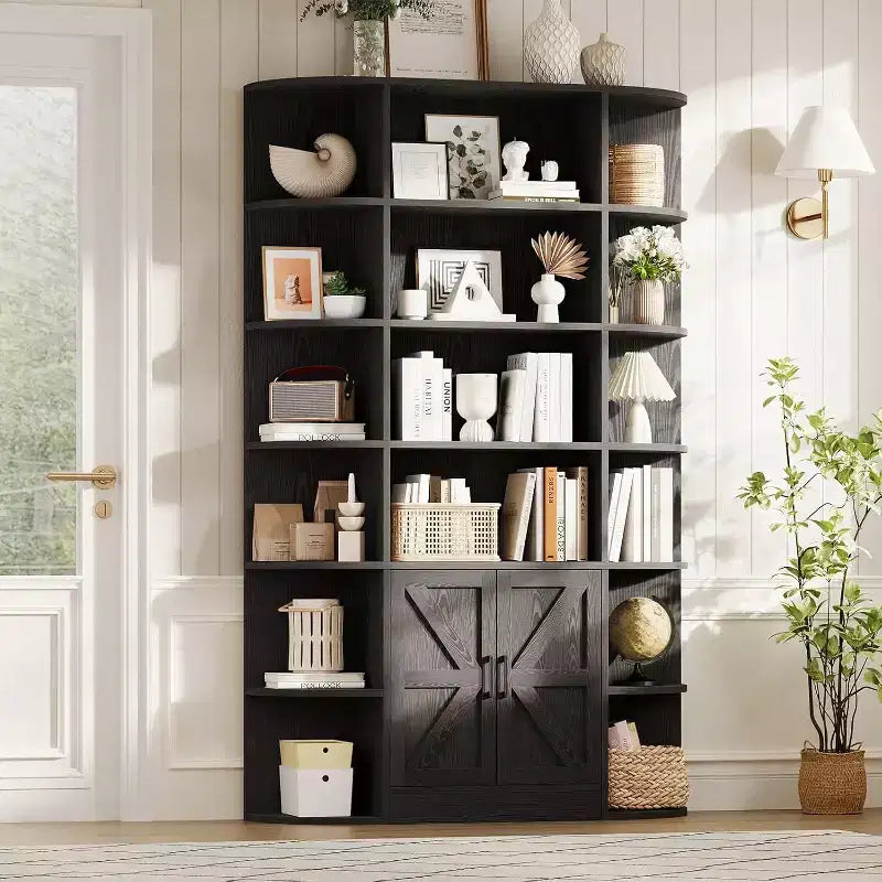 Acekool 75 Tall 6-Tier Kids Bookshelf with Storage Cabinet & Doors Organizer for Bedroom