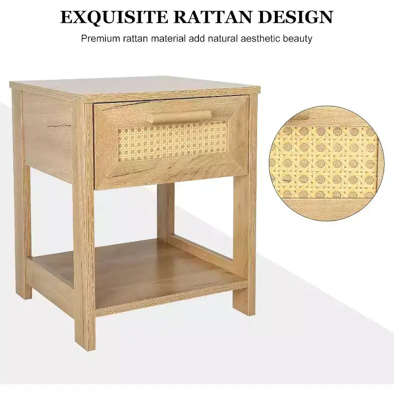 Table de chevet moderne en rotin, petite commode de rangement