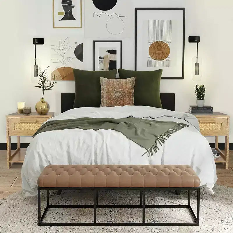 Table de chevet moderne en rotin, petite commode de rangement