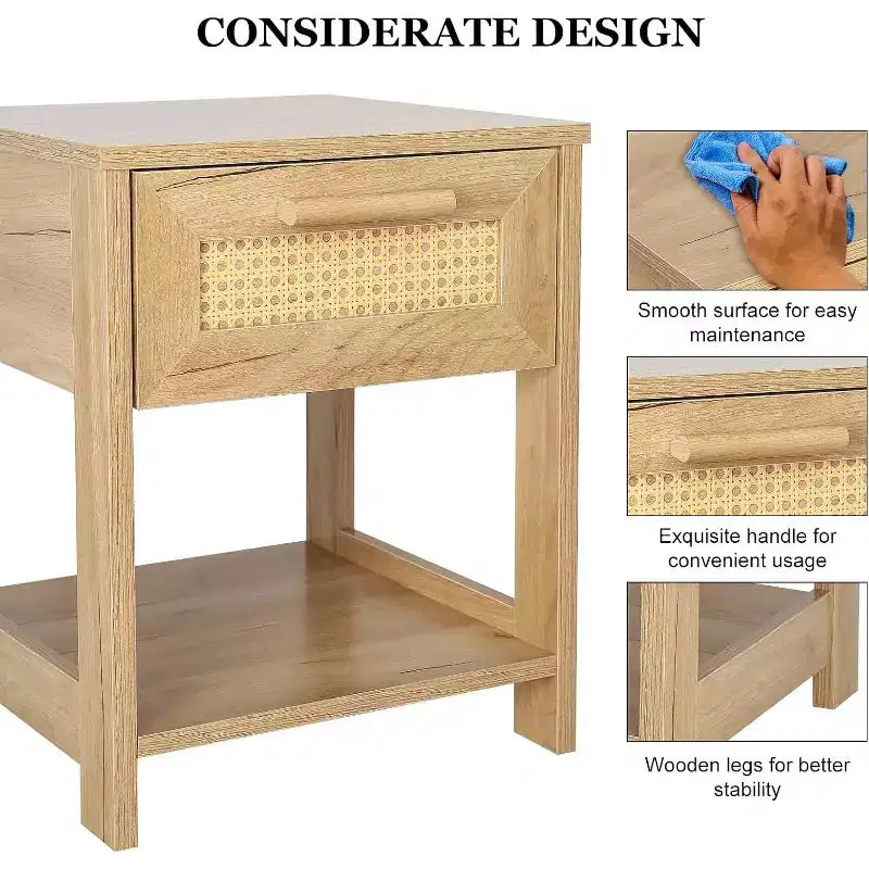 Table de chevet moderne en rotin, petite commode de rangement