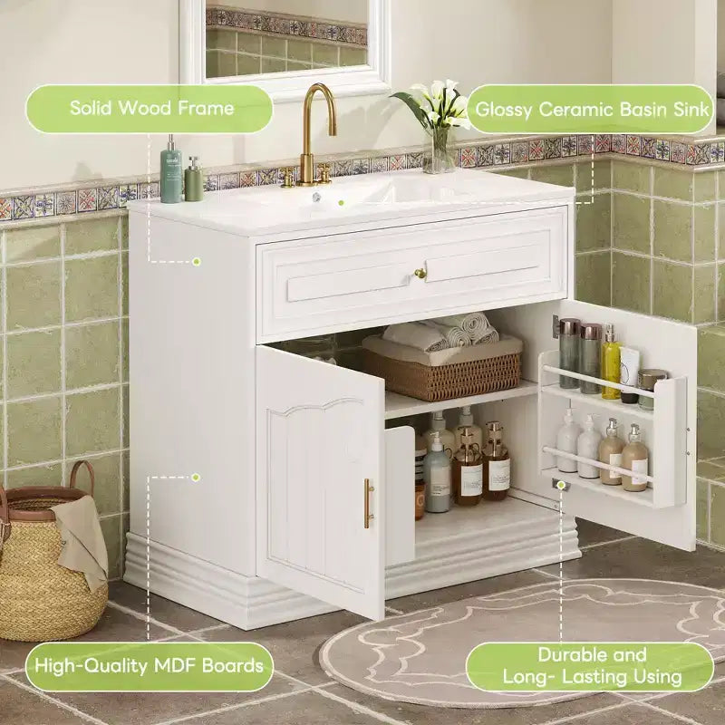 Meuble de Rangement Salle de Bain en Bois