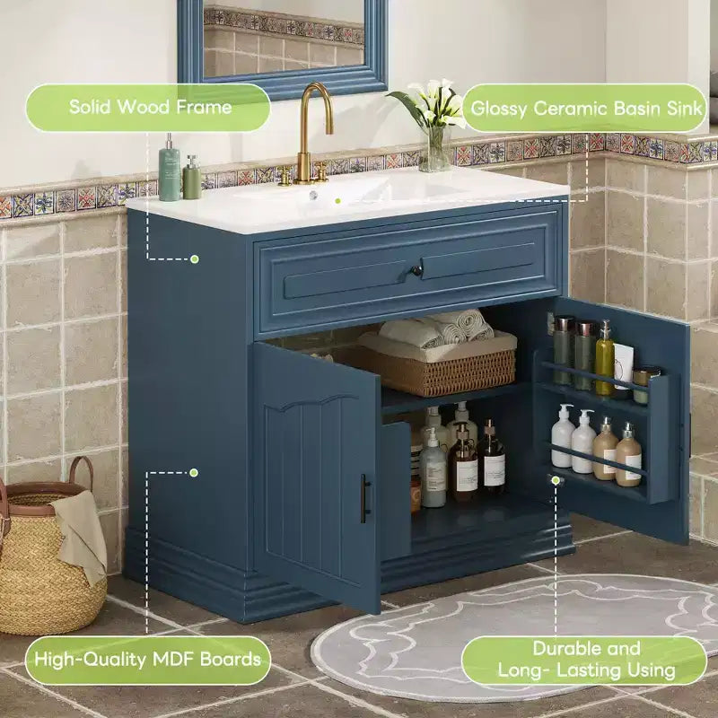 Meuble de Rangement Salle de Bain en Bois