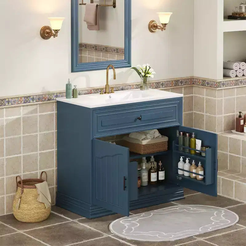 36 Bathroom Vanity Sink Combo with Storage Wood Bathroom Cabinet with Soft Closing Doors and Shelf