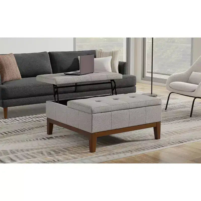 Grand pouf de rangement carré contemporain