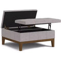 Lancaster 36 inch Wide Contemporary Square Storage Ottoman in Polyester Linen