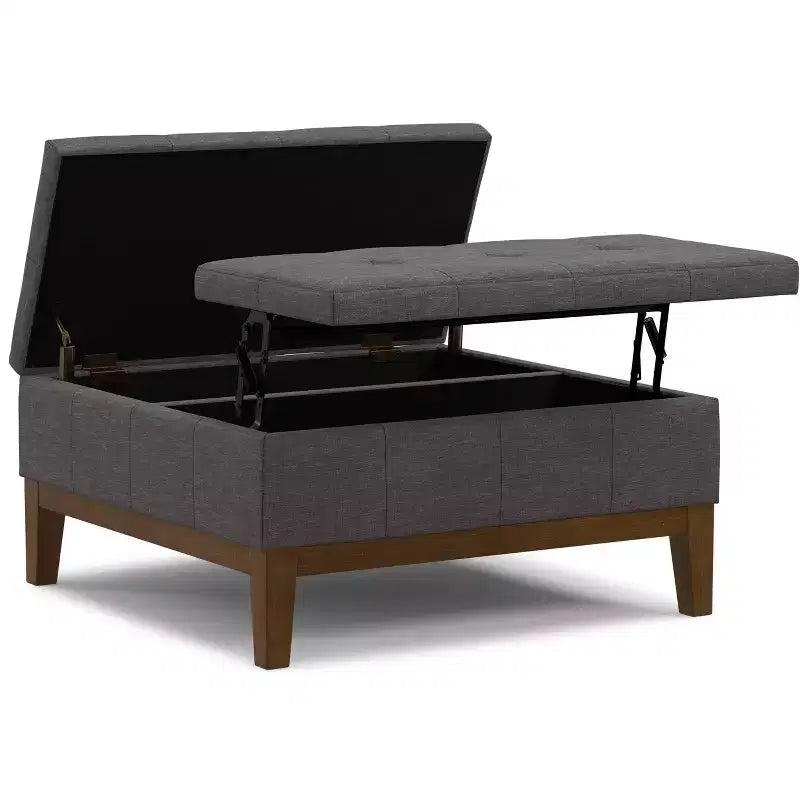 Grand pouf de rangement carré contemporain