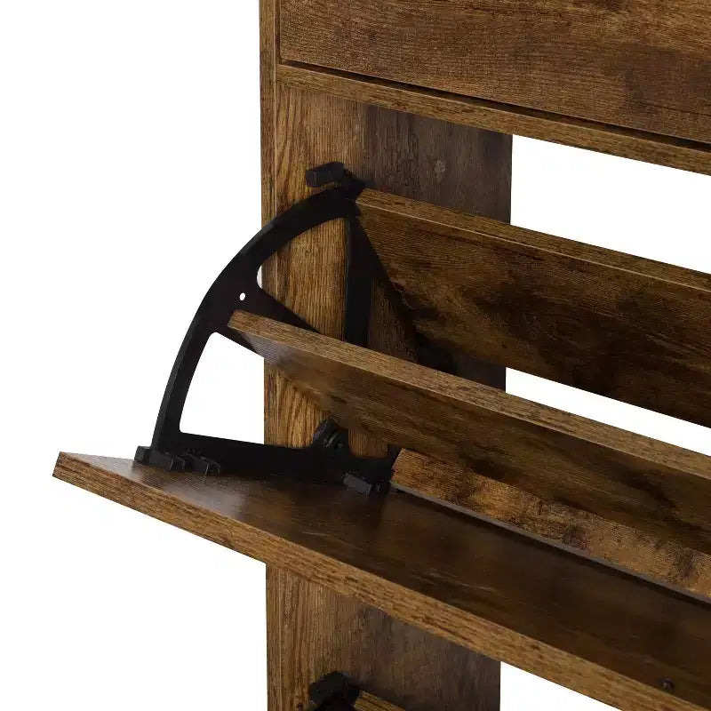 Meuble à chaussures 4 portes marron rustique