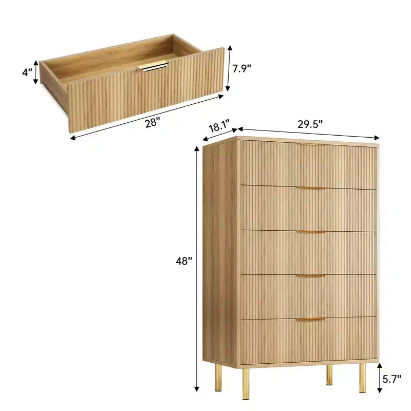 Coffre de rangement moderne avec poignées dorées