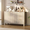 Acekool Modern Fluted 3-Drawer Sideboard Buffet Cabinet Storage Cabinet for Kitchen or Living Room