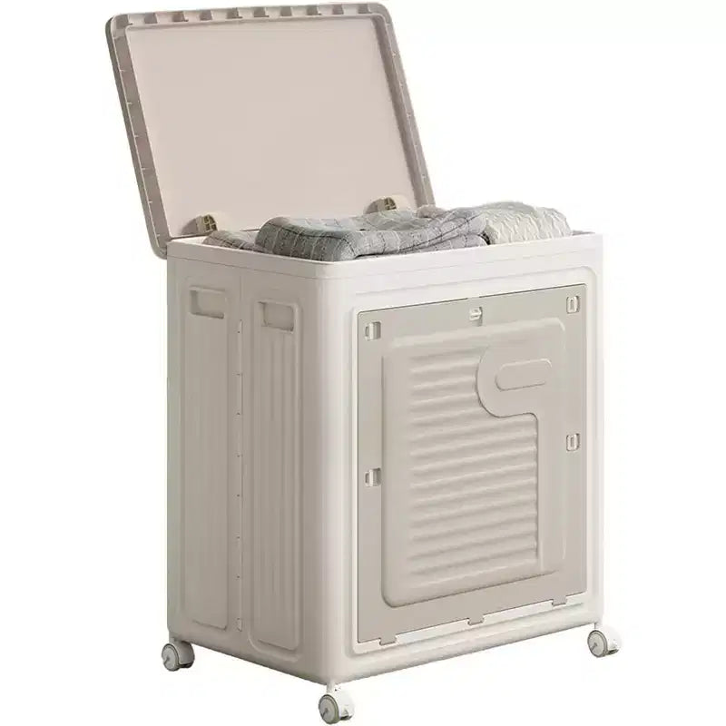 Large Foldable Plastic Storage Bin Milk Coffee | Bedroom Closet Under-Bed Quilt Storage