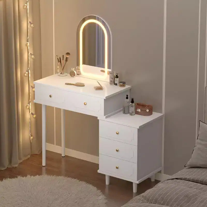 Coiffeuse avec miroir et table en bois