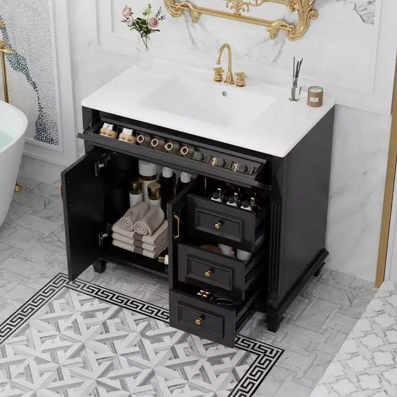 36 Bathroom Vanity Sink Combo with Storage Bathroom Floor Cabinet with Drawers and Soft Close Doors
