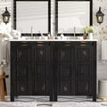 48 Vintage Bathroom Vanity Combo with Double Vanities Bathroom Storage Cabinet with Soft Close Doors and Shelf Espresso