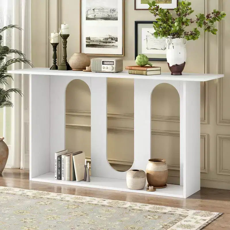 Console moderne avec étagère inférieure, table d'entrée