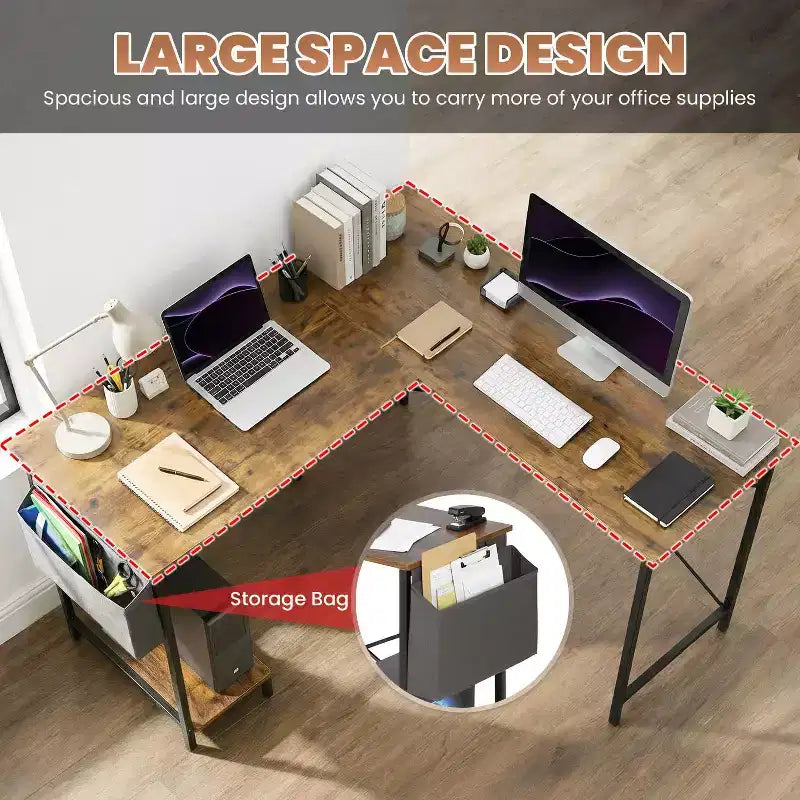 Bureau d'ordinateur moderne en L
